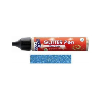 Glitrové pero na textil - modré, 29 ml