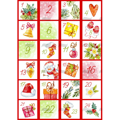 Filc s motivem - adventní kalendář A4 na tvoření vánoční a adventní dekorace