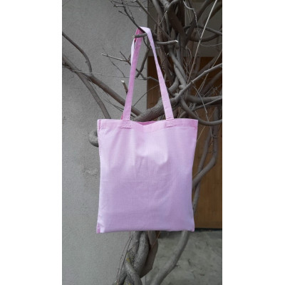 Bavlněná taška růžová - rose s dlouhým uchem na nákupy. Vhodná k dalšímu dotvoření, např. barvami na textil, vyšíváním aj.